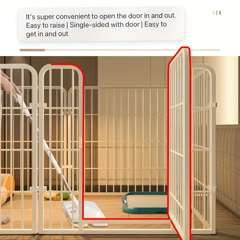 Indoor Dog Enclosure with Flexible Layout for Rest, Play and Potty Areas, Stainless Steel Pet Pen in Black or White for Small and Medium Dogs