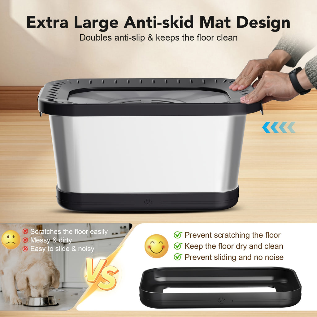 Splash-Reducing Dog Water Bowl 7L, Stainless Steel Slow Drinking Design for Messy Drinkers and Indoor Outdoor Pet Watering, Filter Pack Options