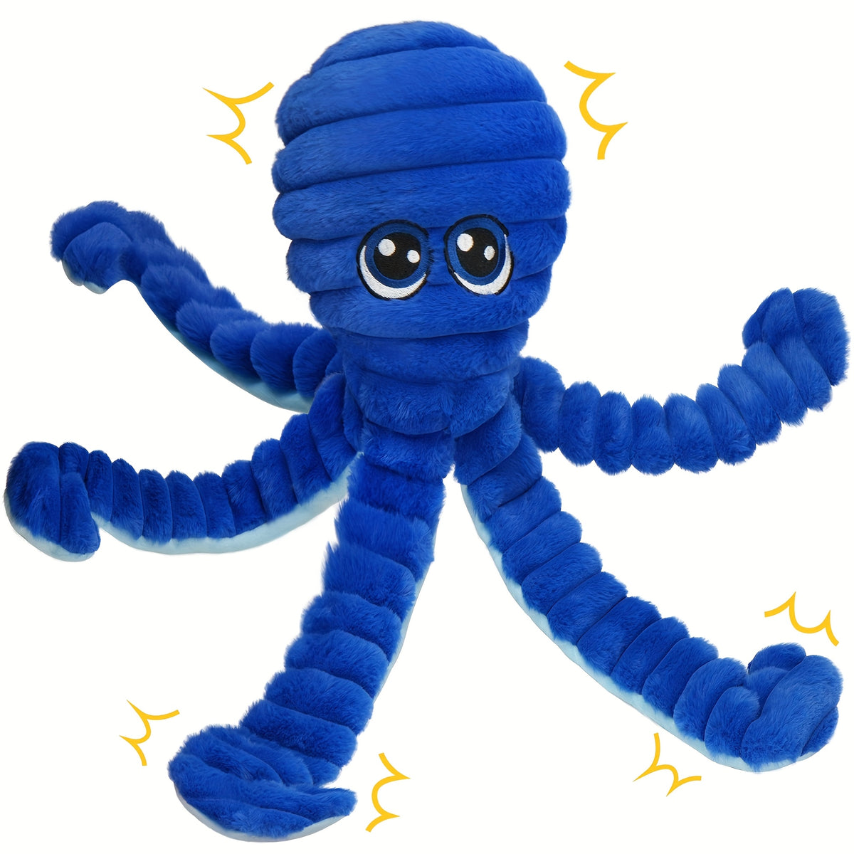 Blue Octopus Dog Toy with Squeaker and Crinkle Sounds, Plush Interactive Tug Toy for Larger Dogs, Supervised Gentle Chewing and Indoor Play