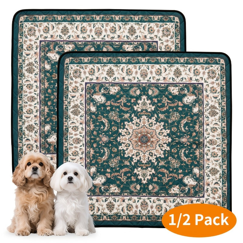 Reusable Washable Pee Pads for Dogs with Bohemian Style, Non-Slip Absorbent Puppy Training Mats in 18 x 24 to 72 x 72 Inch Size-Specific Packs