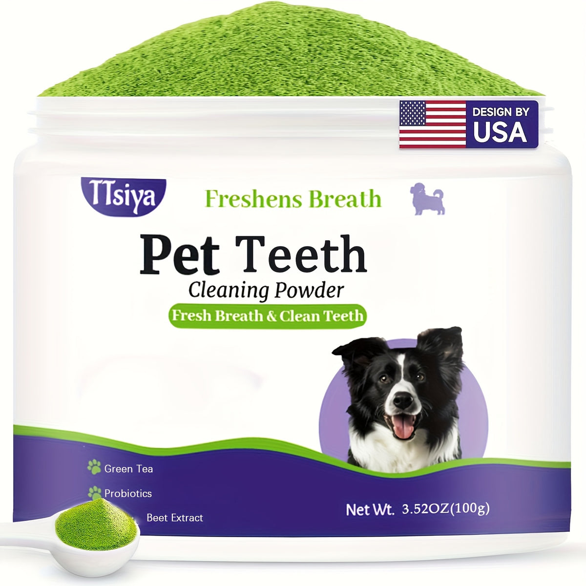 Dog Teeth Cleaning Powder 100g, Sprinkle-on-Food Pet Dental Care Powder for At-Home Canine Oral Hygiene and Everyday Meal-Time Care Routines