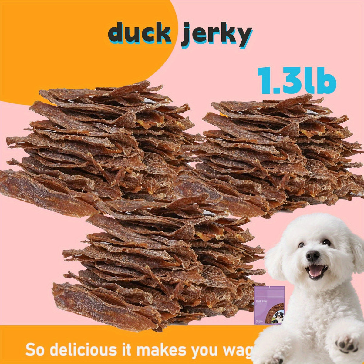 Duck Jerky Training Rewards for Dogs, Easy-to-Tear Chewy Duck Strips for Small, Medium and Large Dogs, Daily Snacks in Multiple Pack Options
