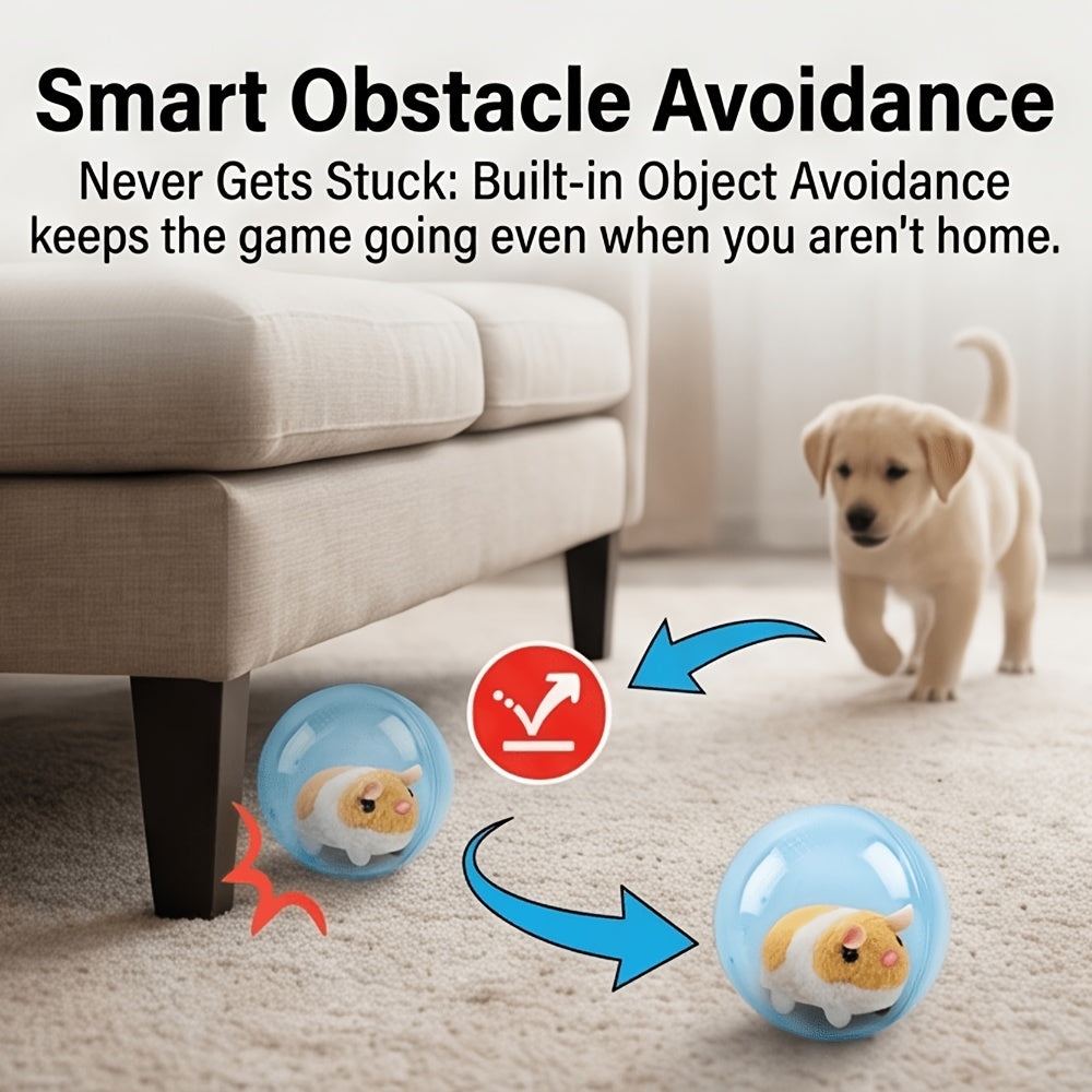 Rechargeable Dog Chase Toy with Obstacle-Avoiding Play, Blue or Pink Mouse and Rabbit Options for Small and Medium Dogs, Supervised Interactive Pet Play