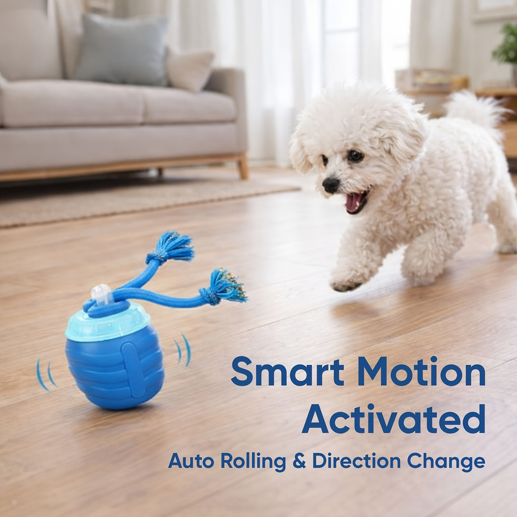 Smart Dog Toy Ball JY661 for Medium and Large Dogs, Interactive Ball and Rope Play Toy for Supervised Indoor Hardwood Floor and Outdoor Carpet Activities