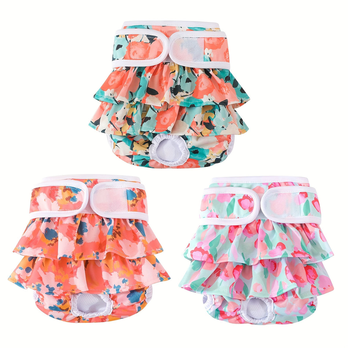 Washable Dog Diapers for Female Dogs, 3-Pack Reusable Sanitary Panties for Heat Cycles, Indoor Accident Management and Puppy Training, XS to L