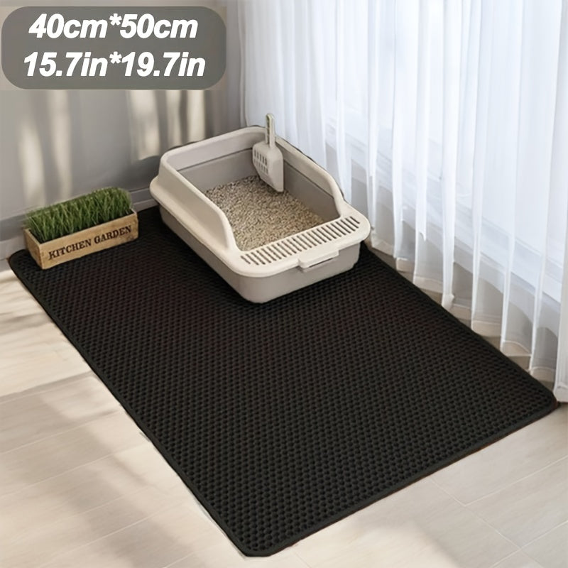 EVA Cat Litter Mat with Double-Layer Honeycomb Design, Black or Light Gray Litter Catcher in 40 x 50 cm or 50 x 70 cm for Indoor Litter Box Areas