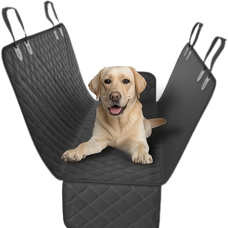 600D Dog Car Seat Cover, Foldable Padded Back Seat Hammock and Cargo Liner with Headrest Anchors for Cars, SUVs and Trucks, Black or Orange Trim