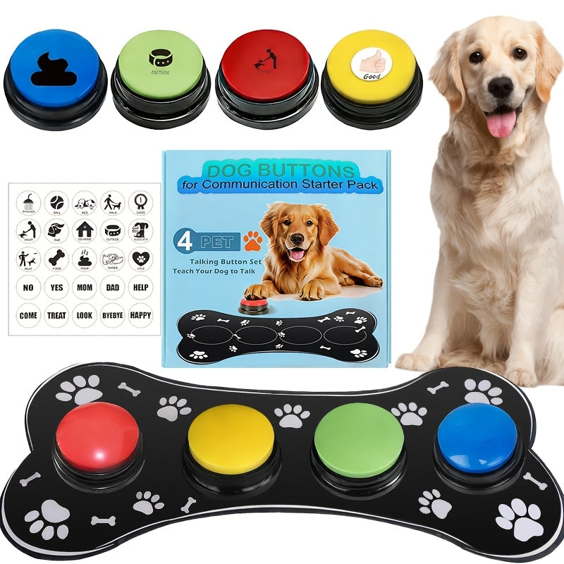 Dog Communication Buttons with Easy-Clean Training Mat for Supervised Talking Button Practice, Model 001 or 002, Batteries Not Included