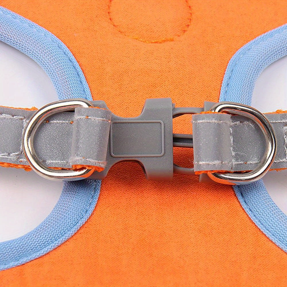 Adjustable Reflective Dog Harness and Leash Set with 4 Bells, Breathable Walking Vest for Small and Medium Dogs in Blue, Red or Brown