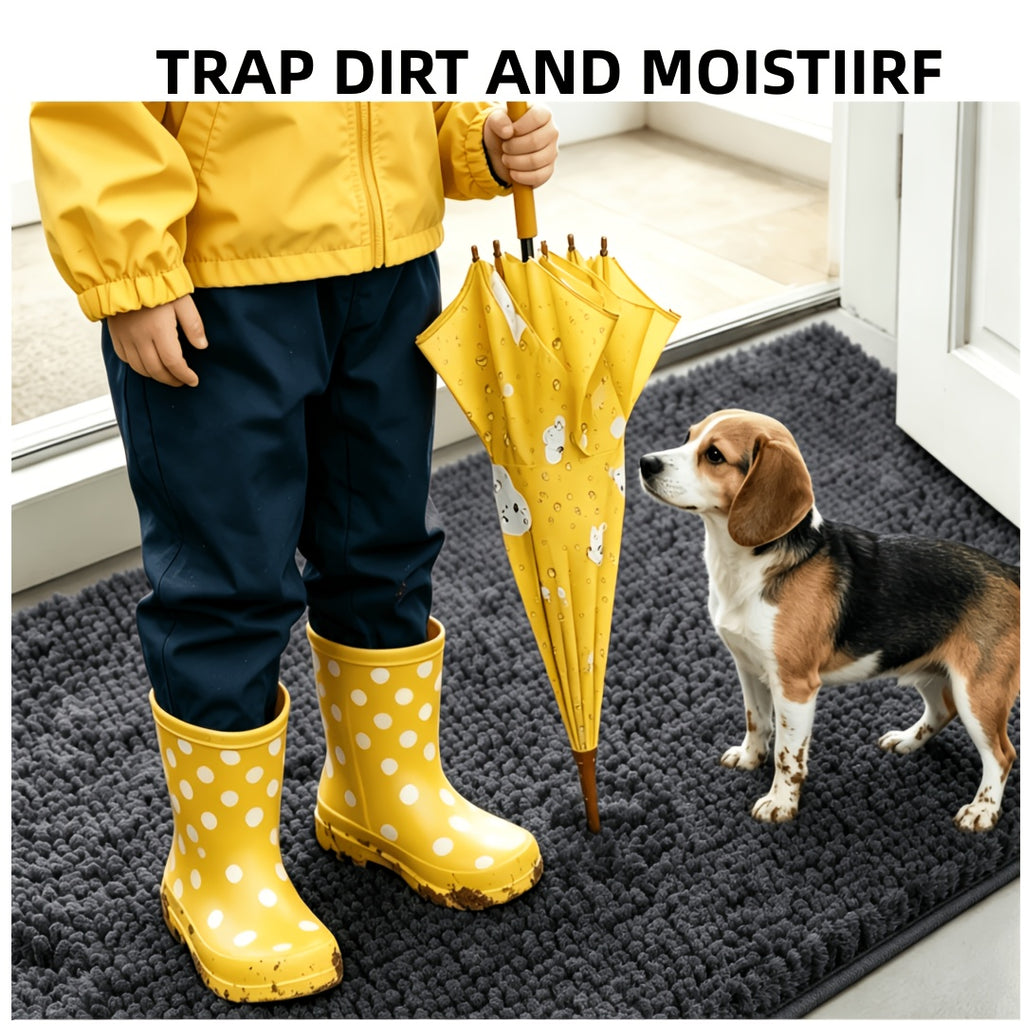 Absorbent Dog Door Mat for Muddy Paws, Machine Washable Pet Entryway Rug with Rubber Backing, Three Sizes and 12 Colors for Cat and Dog Homes