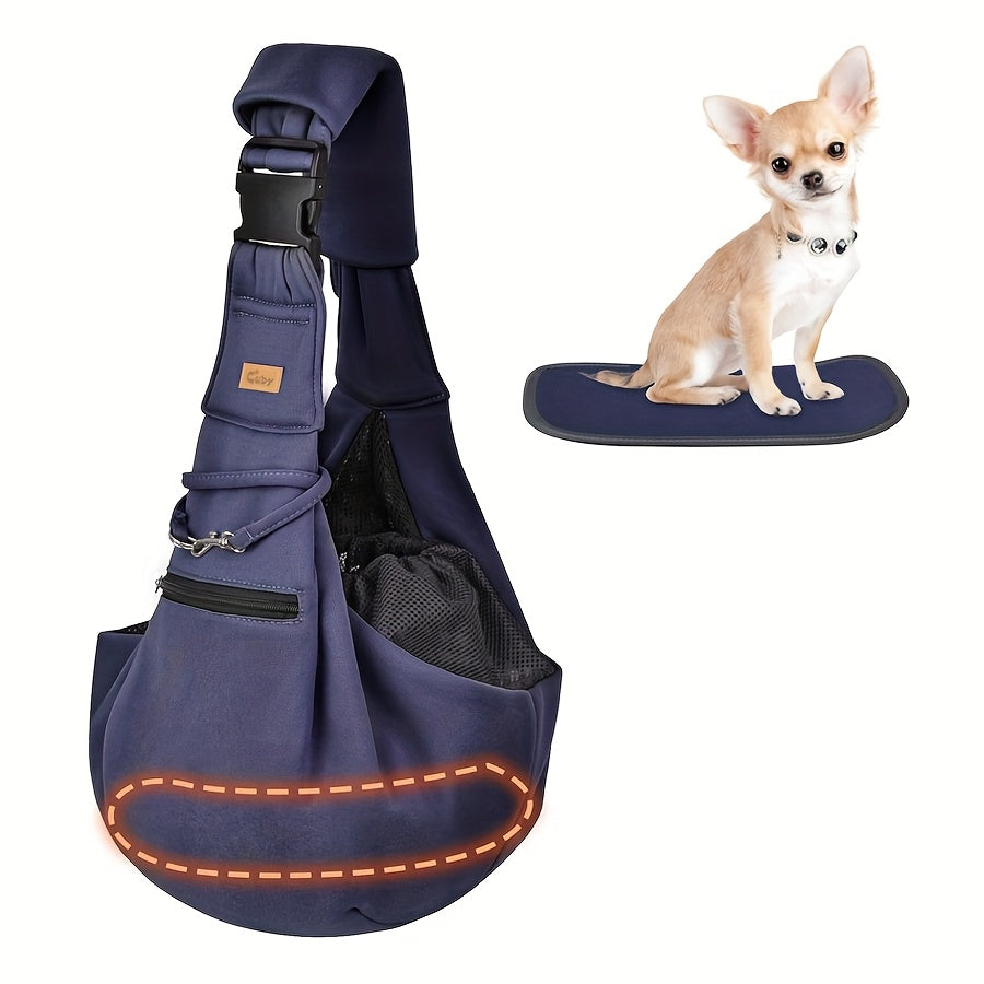 Pet Sling Carrier with Padded Hard Bottom, Adjustable Dog and Cat Shoulder Bag for Carrying Puppies on Everyday Outings, Five Color Options