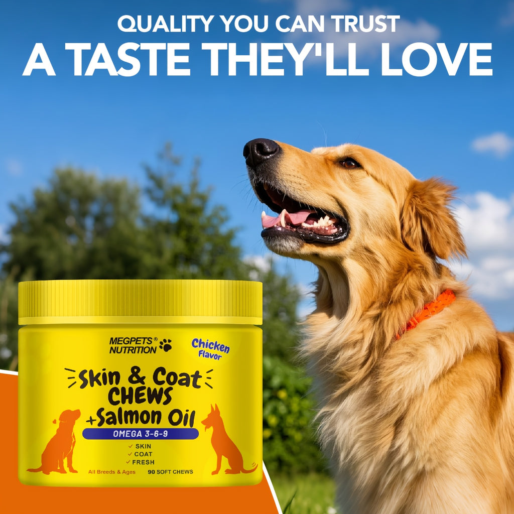 Omega 3 Dog Chews with Probiotics, 90 Count Skin and Coat Supplement for Canine Daily Care, Available in One, Two or Three Bottle Packs