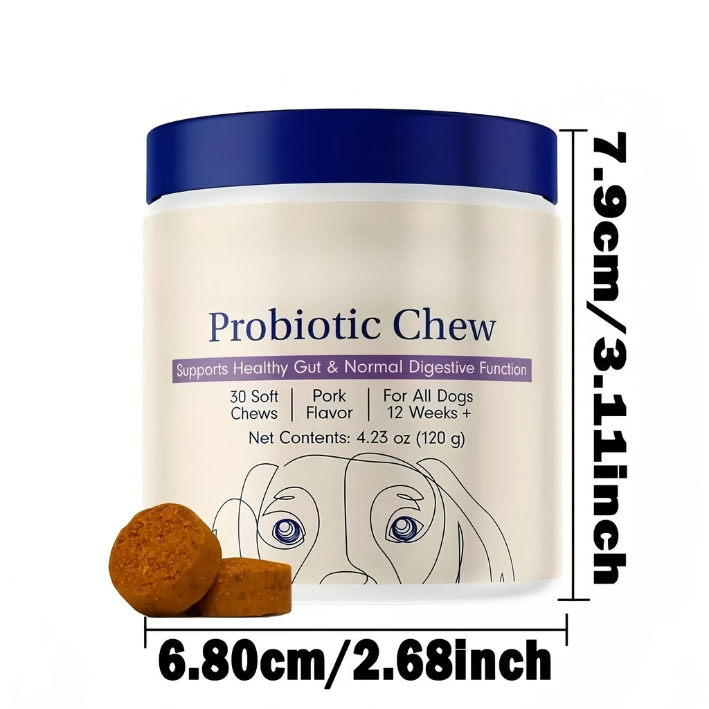 Seafood Flavor Dog Probiotic Chews 3-Pack, Soft Chewable Nutritional Supplement with Listed 90 Count and 360g for Canine Daily Care Routines