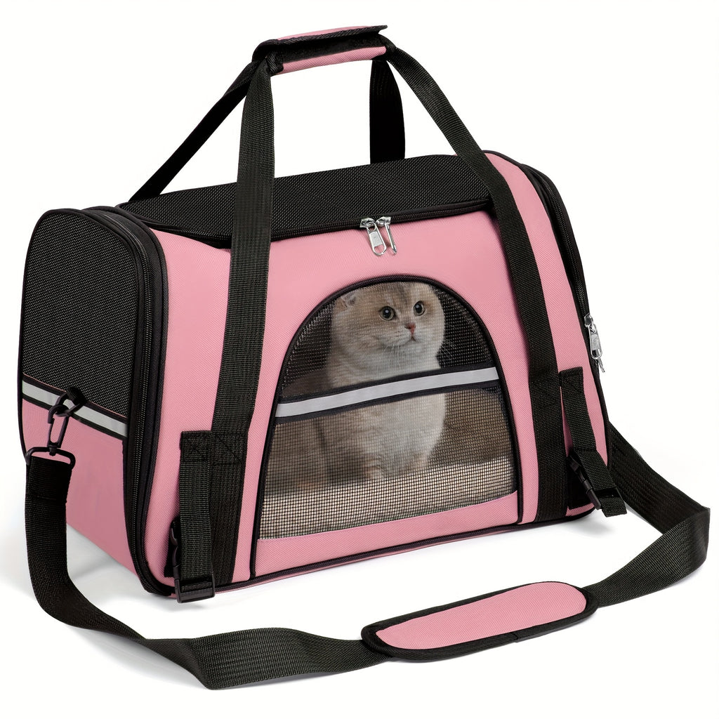 Foldable Cat Carrier Backpack with Zipper Closure, Ventilated Pet Travel Bag for Cats and Dogs, Seven Colors for Vet Visits and Everyday Trips