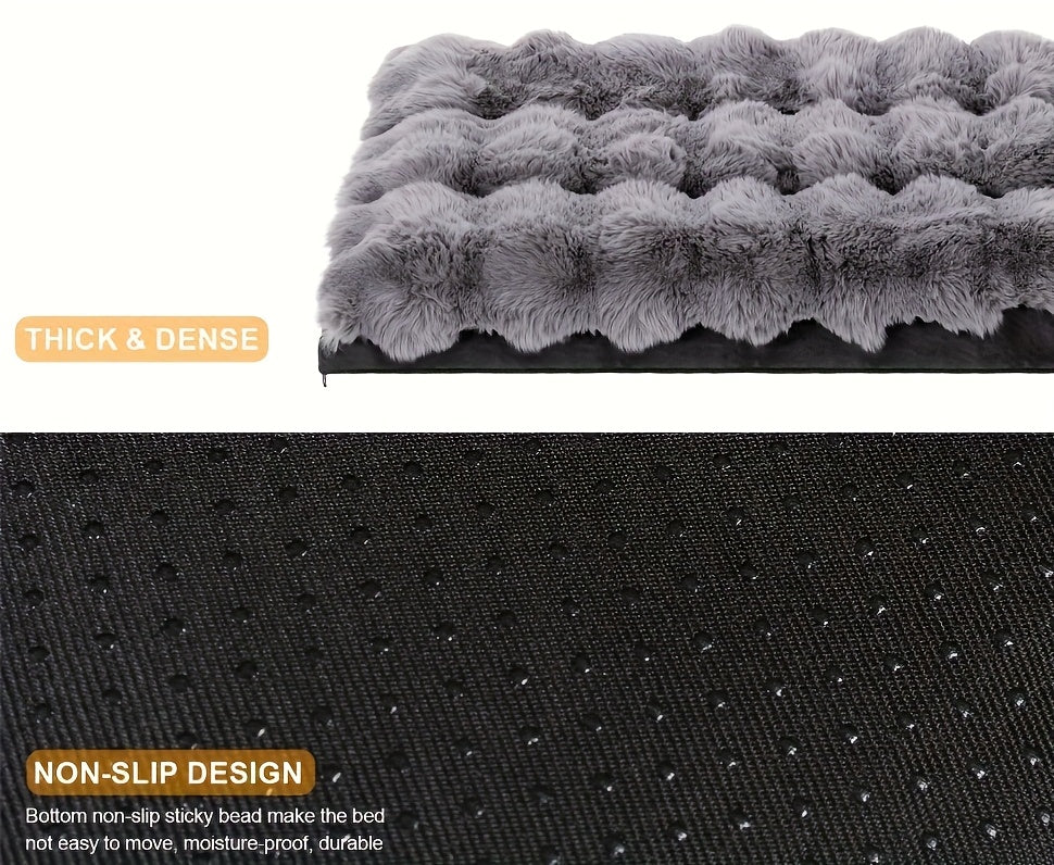 Faux Fur Dog Bed with Removable Washable Cover and Anti-Slip Bottom, Soft Fluffy Plush Sleeping Mat in Small to XXLarge Size Options