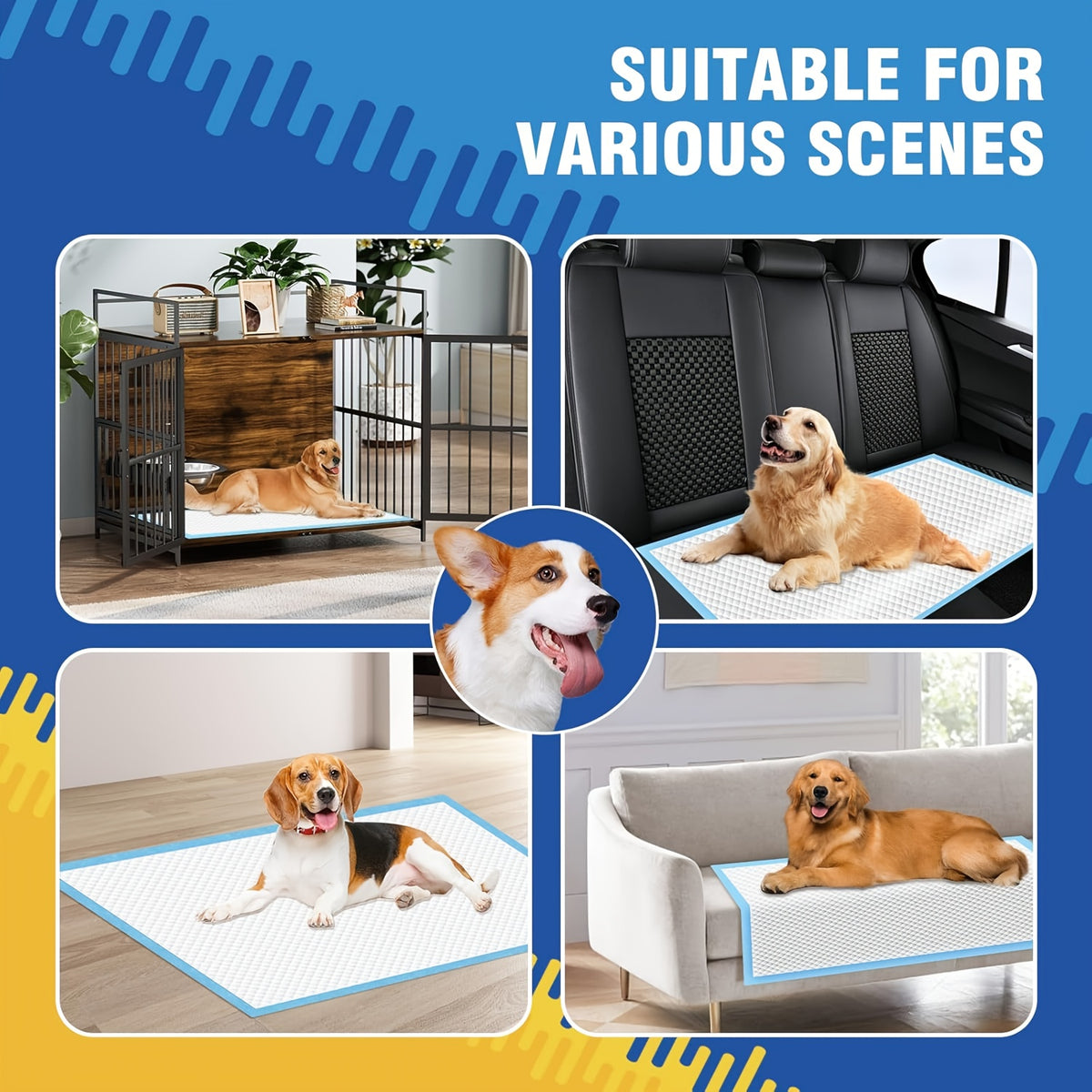 Dog Pee Pads with 12g Absorbent Polymer, 31 x 47 Inch 60 Count Six-Layer Disposable Puppy Potty Training Pads for Large Dogs and Indoor Floor Protection