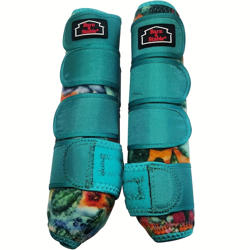 Breathable Horse Boots with Foam Cushioning and Adjustable Quick-Grip Closures, Front and Rear Leg Wraps for Endurance Training in Small, Medium and Large