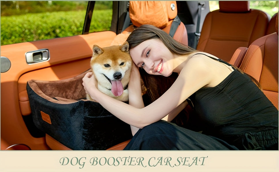Dog Car Seat with Seat Belt Pass-Through, Memory Foam Pet Travel Bed with Removable Washable Design and Adjustable Straps in Medium and Large Options