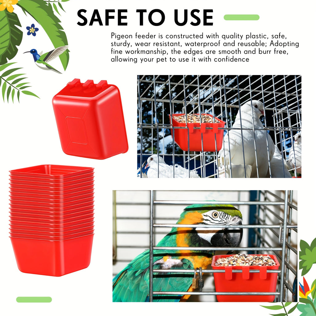 Chicken Feeder Cups 50 Pack, Red 16 Oz Hanging Cage Food and Water Bowls for Poultry, Parrots, Parakeets, Pigeons and Bunny Feeding Routines
