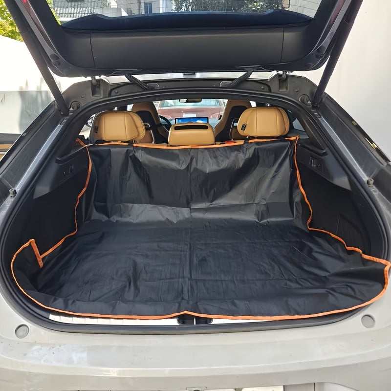Dog Cargo Cover with Orange Edge, Thin Washable Oxford Fabric Trunk Liner for Compatible SUVs, Pet Interior Protection Mat for Everyday Travel