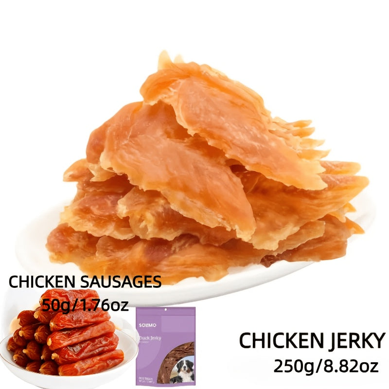 Chicken Breast Jerky Treats for Cats and Dogs, 100g x 3 Pack or Chicken Combo Pet Snacks for Supervised Training Rewards and Everyday Treat Time