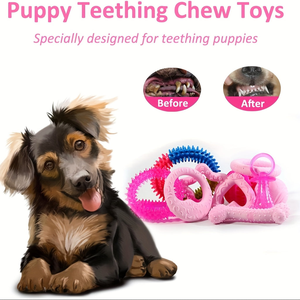 Puppy Chew Toy Variety Pack, Random 5 or 8 Piece Small Dog Toy Bundle for Supervised Teething Play, Interactive Indoor Games and New Puppy Gifts