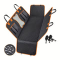 Dog Back Seat Hammock with Side Flaps, Non-Slip Car Seat Cover in Black with Orange Trim for Pet Travel, Fur and Mud Protection