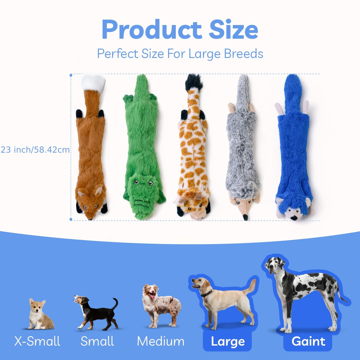 Squeaky Crinkle Dog Toys with No Stuffing, Soft Plush Animal Toys in 1, 2, 3 or 5 Piece Options for Supervised Puppy Play and Gentle Fetch