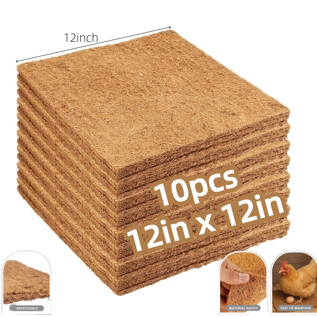 Chicken Nesting Pads Made from Coconut Palm Fiber, Nest Box Liner Mats for Backyard Chicken Coops and Bird Nesting Areas in Multiple Pack Options