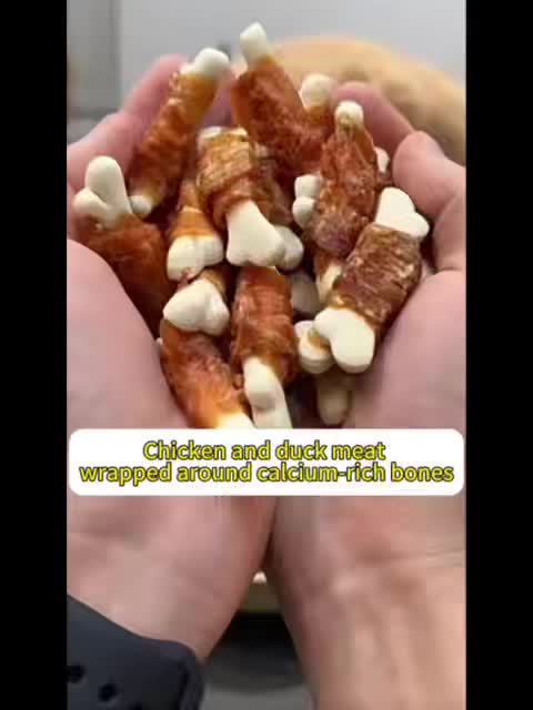 Calcium Bone Dog Chew Treats, 100g Dual Blend 2-in-1 Snacks with Listed Chicken, Duck and Cheese Flavors for Supervised Small and Medium Dog Rewards