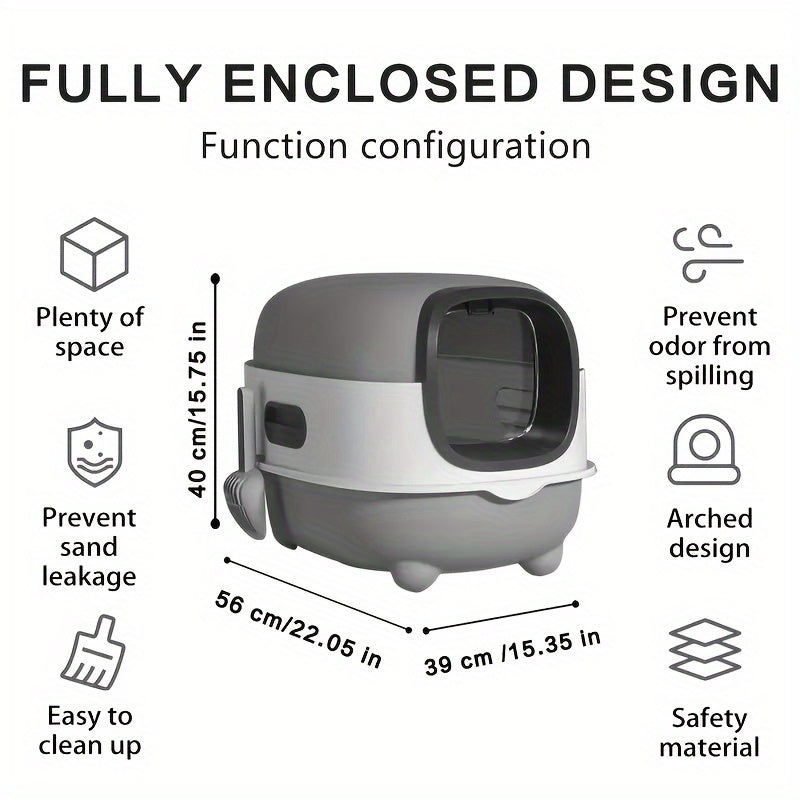 Drawer Cat Litter Box with Enclosed Extra-Large Design, Scoop Included and Splash-Reducing Cover for Easy Everyday Indoor Cat Cleanup