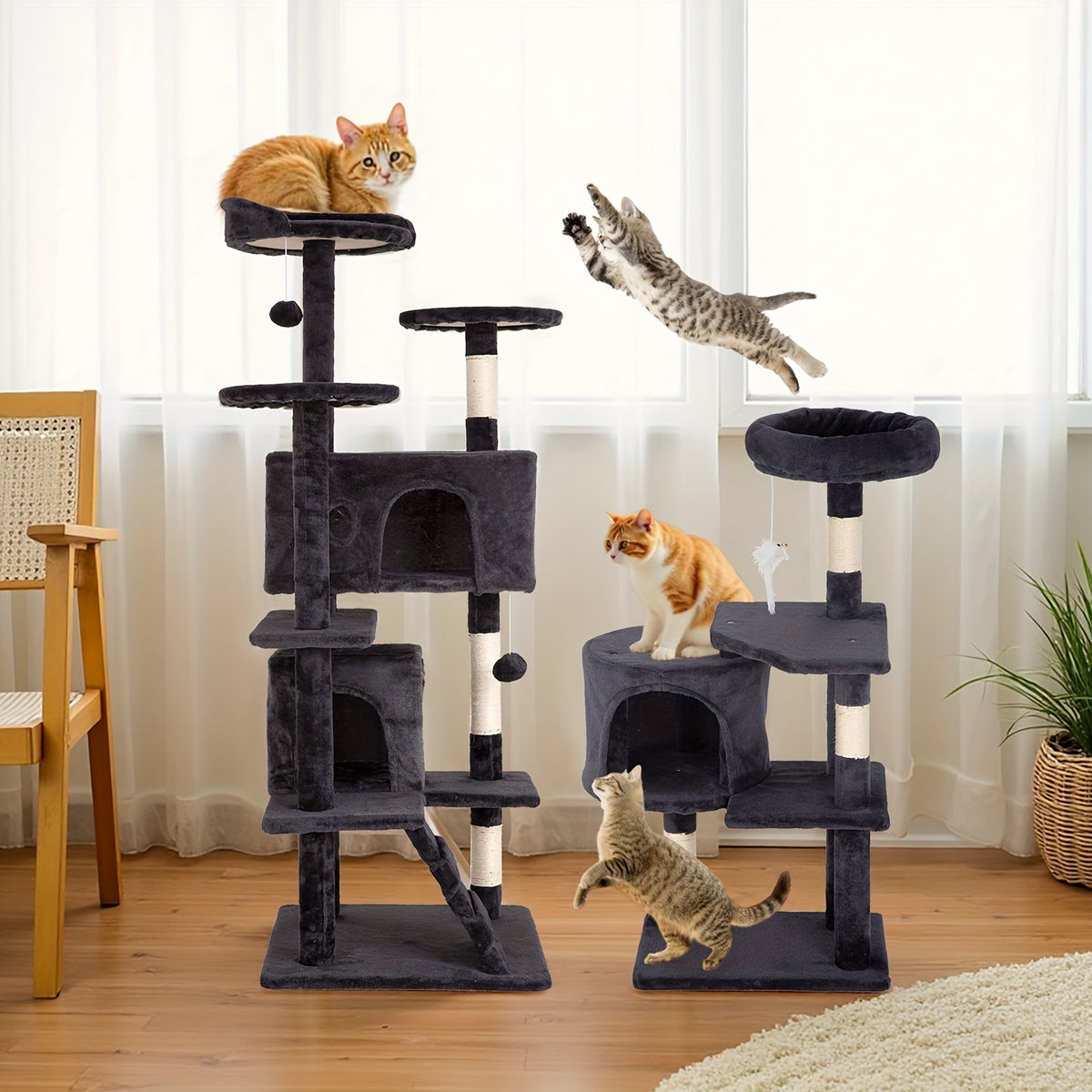 Cat Tree Tower in 22, 54 or 70 Inch Sizes, Indoor Cat Furniture Activity Center with Scratching Post for Climbing, Resting and Everyday Play