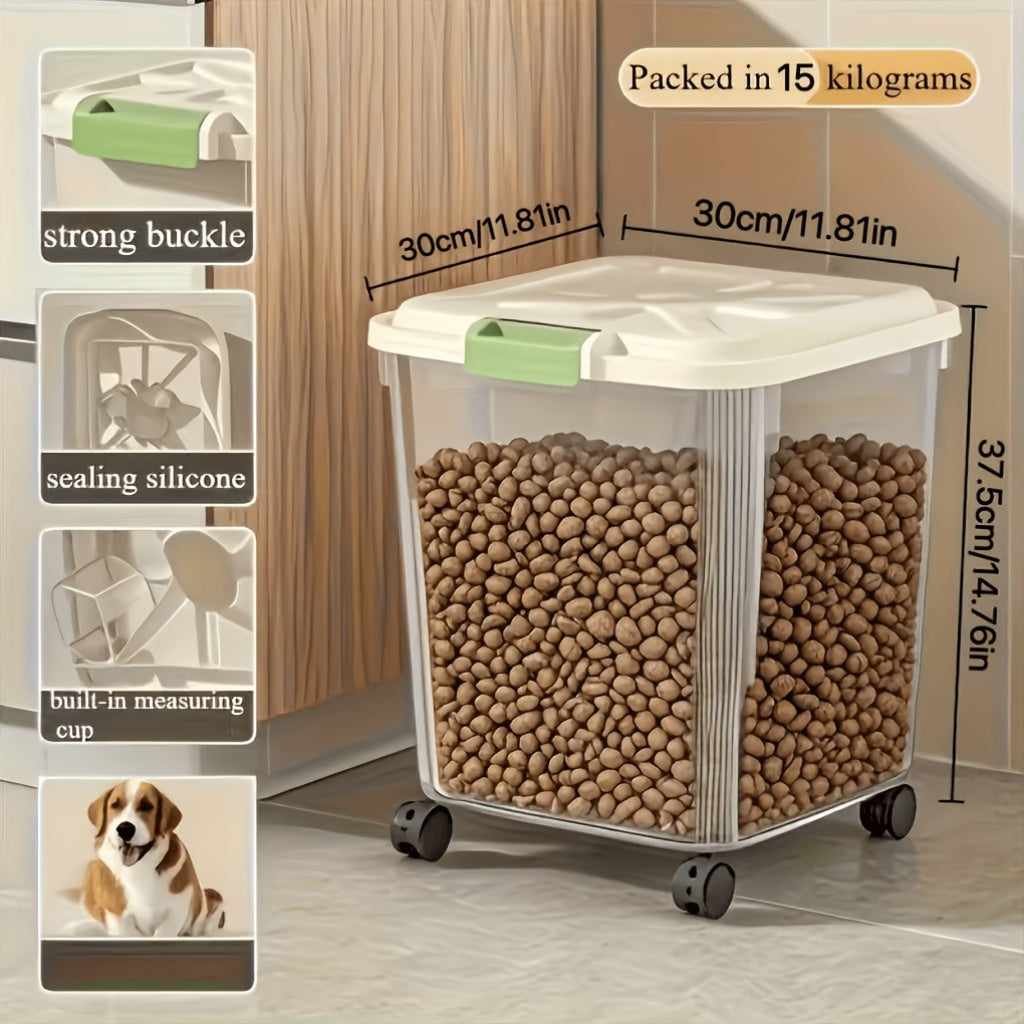 Pet Food Storage Bin with Locking Lid and Scoop, Airtight Dry Dog and Cat Food Container in 6.6 to 55.12 lb Options for Kitchen Pantry Organization