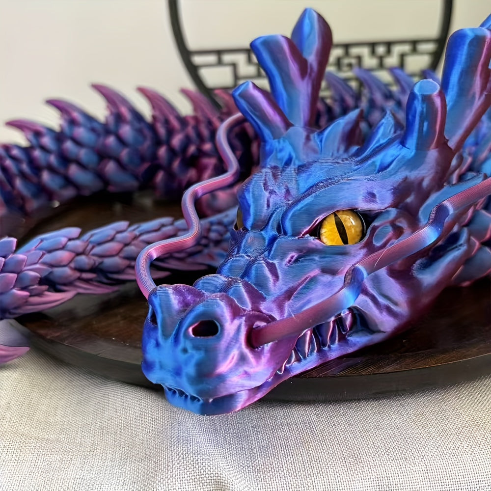 3D Printed Dragon Figurine, Large 88cm Articulated Dragon with Movable Joints and Mouth for Desktop Display, Fantasy Decor and Birthday Gifts