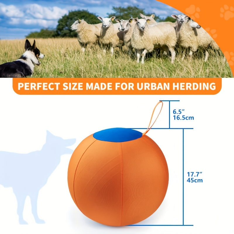 Inflatable Dog Herding Ball for Backyard Chase and Push Games, Battery-Free Interactive Pet Training Toy in Blue and Orange Options