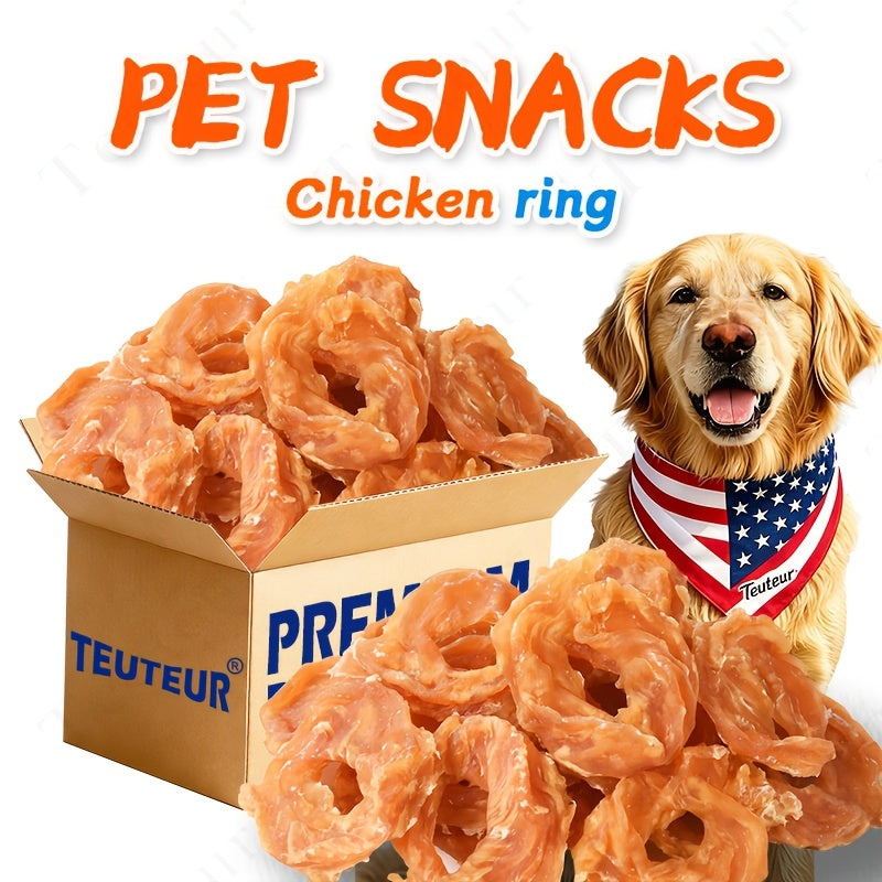 Chicken Ring Dog Treats, 120g / 4.23oz Crunchy Chicken Breast Snacks for Supervised Training Rewards, Everyday Treat Time and Dog Lover Gifts