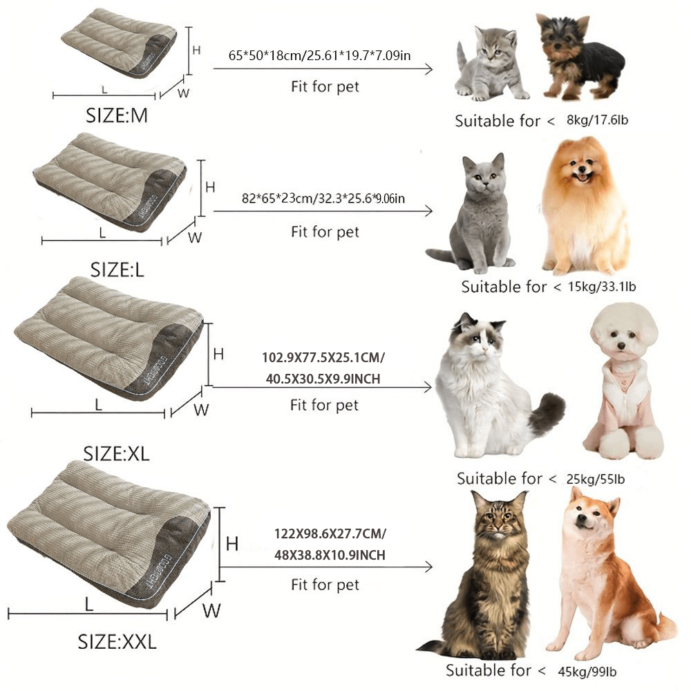 Bolster Dog Sofa Bed in Gray, Medium 25.59 x 19.69 x 7.09 Inch Plush Pet Cushion with Raised Pillow Edges for Cozy Indoor Rest and Lounging