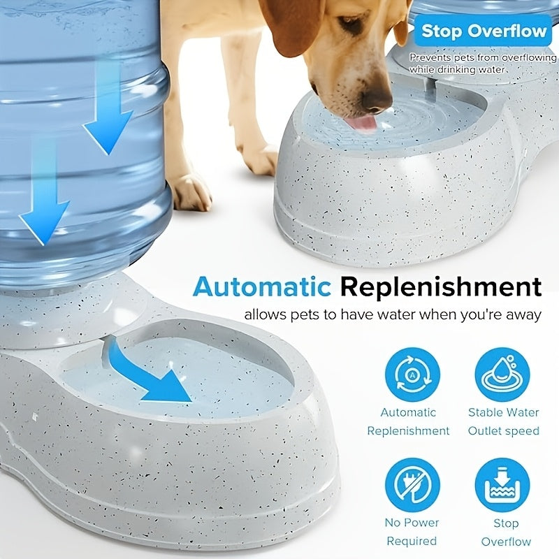 Gravity-Fed Dog Water Dispenser 2.91 Gallon, Gray Large Capacity Pet Waterer for Dogs and Cats, Automatic Refill Drinking Station for Home