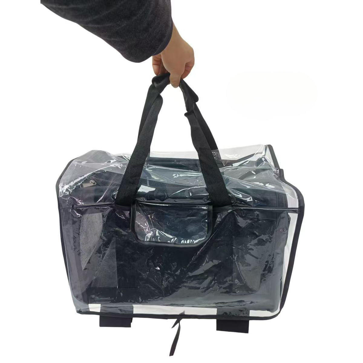 Cat Carrier Rain Cover Only, Transparent EVA Dust Cover with Double-Zipper Access Door for Pet Trolley Suitcases, 50 x 33 x 31 cm