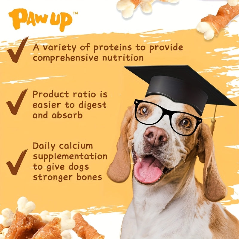 Meat Wrapped Dog Biscuits, Chicken or Duck Bone-Shaped Chew Treats with Hard Biscuit Core, Two-Pack Options for Supervised Everyday Snack Time