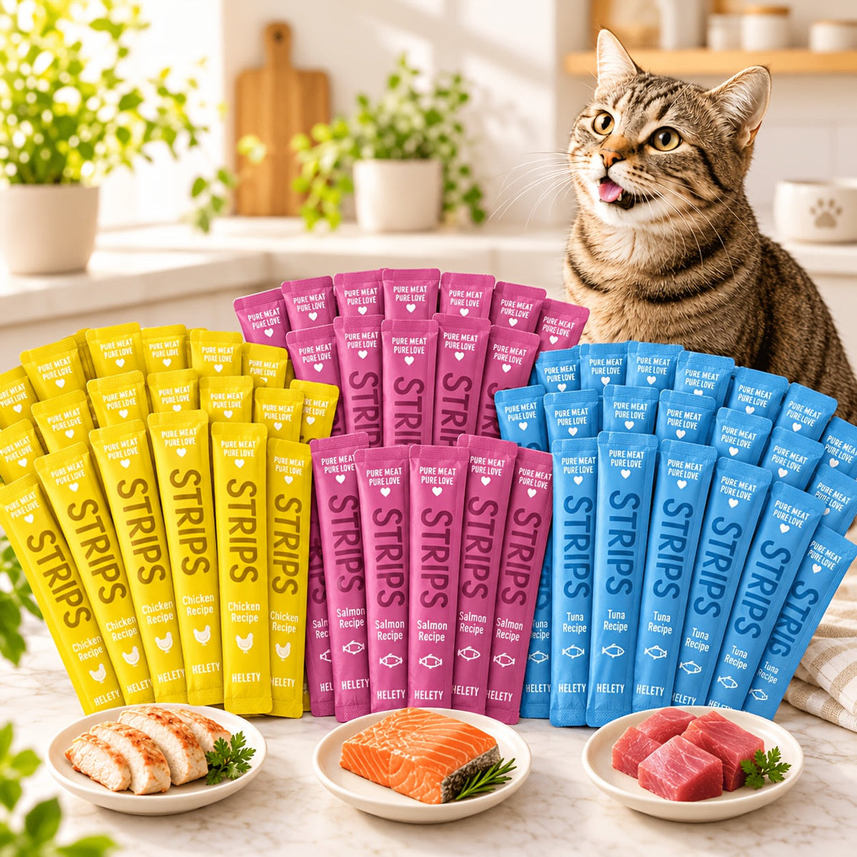 Lickable Cat Treat Sticks, Creamy Squeezable Cat Puree Snacks for Hand Feeding and Food Topping, Multi-Pack and Chicken or Squab 1lb Options