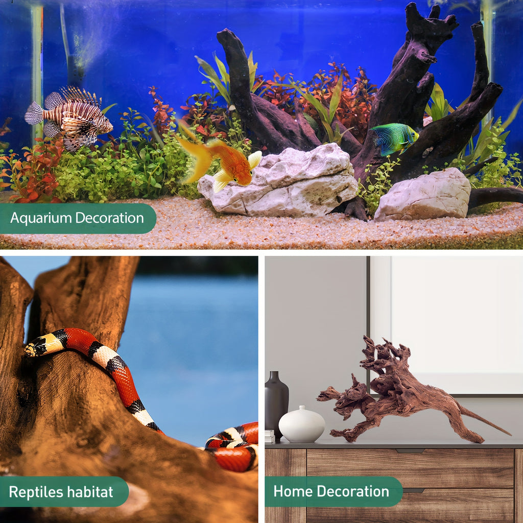 Natural Driftwood Aquarium Decoration 2-Pack, 9-14 Inch Wood Pieces for Fish Tank Aquascaping, Reptile Terrarium Decor and Custom Habitat Layouts
