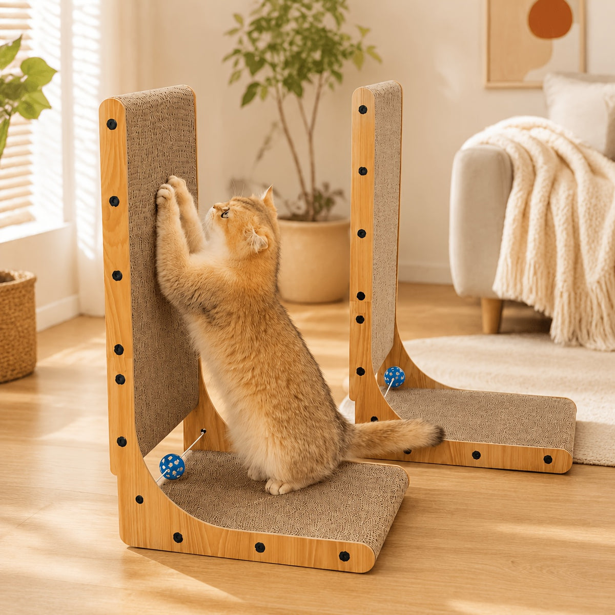 Cat Scratching Pad with Wavy and Felt Model Options, Indoor Cat Scratcher for Everyday Claw Scratching, Stretching and Home Activity