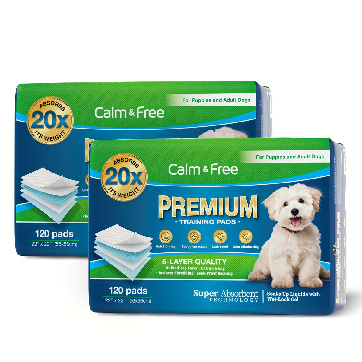 Puppy Housebreaking Pads with Odor Control, Disposable Absorbent Dog Pee Pads in 240 Count 22 x 22 Inch or 100 Count 30 x 36 Inch Options