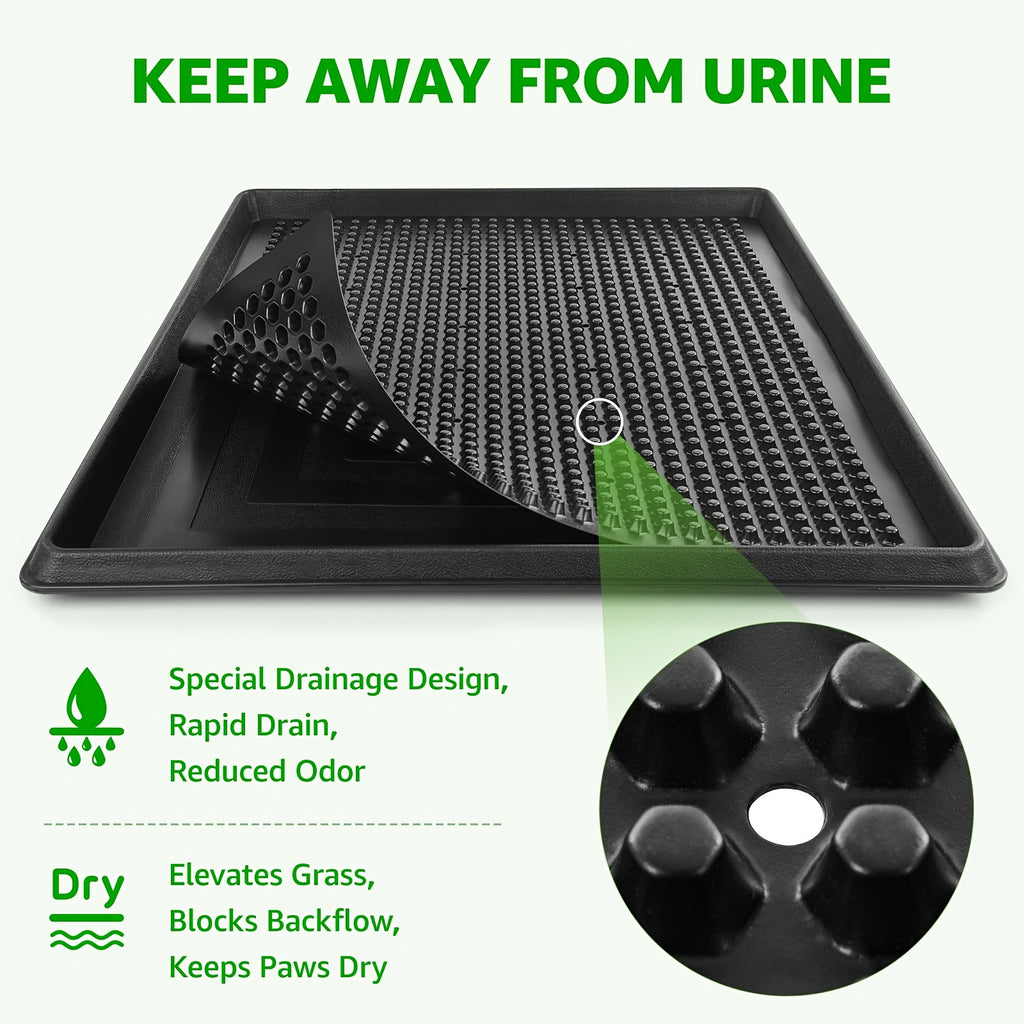 Puppy Grass Potty Training Pad with Tray, Reusable 4-Layer Artificial Turf Dog Toilet in Three Sizes for Apartments, Balconies and RV Travel