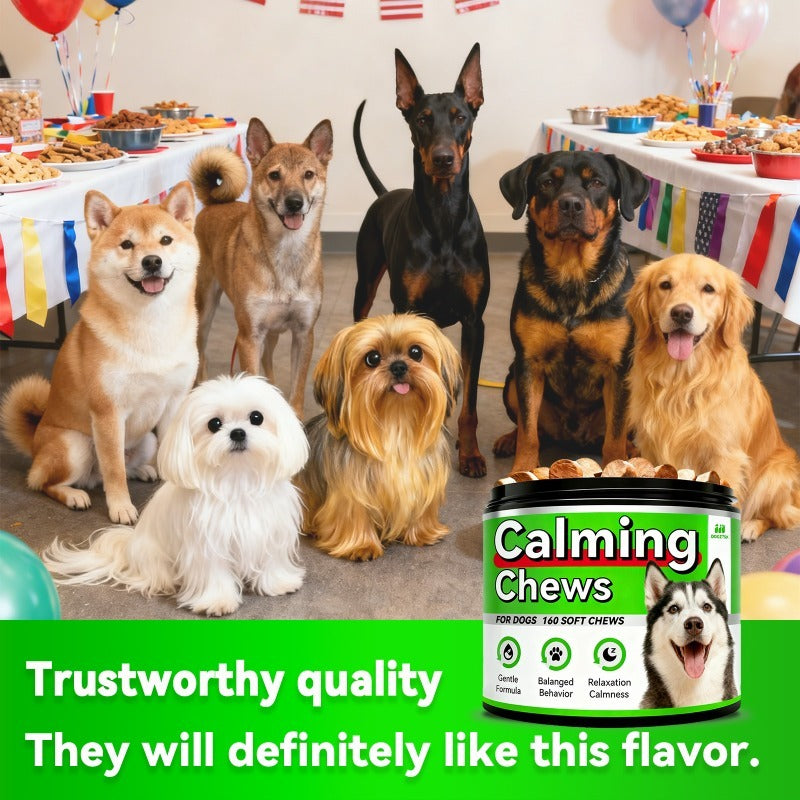 Dog Calming Chewable Tablets, Chicken-Flavored Pet Supplement in 160-Count Jar or 320-Count Two-Jar Pack for Owner-Managed Wellness Routines