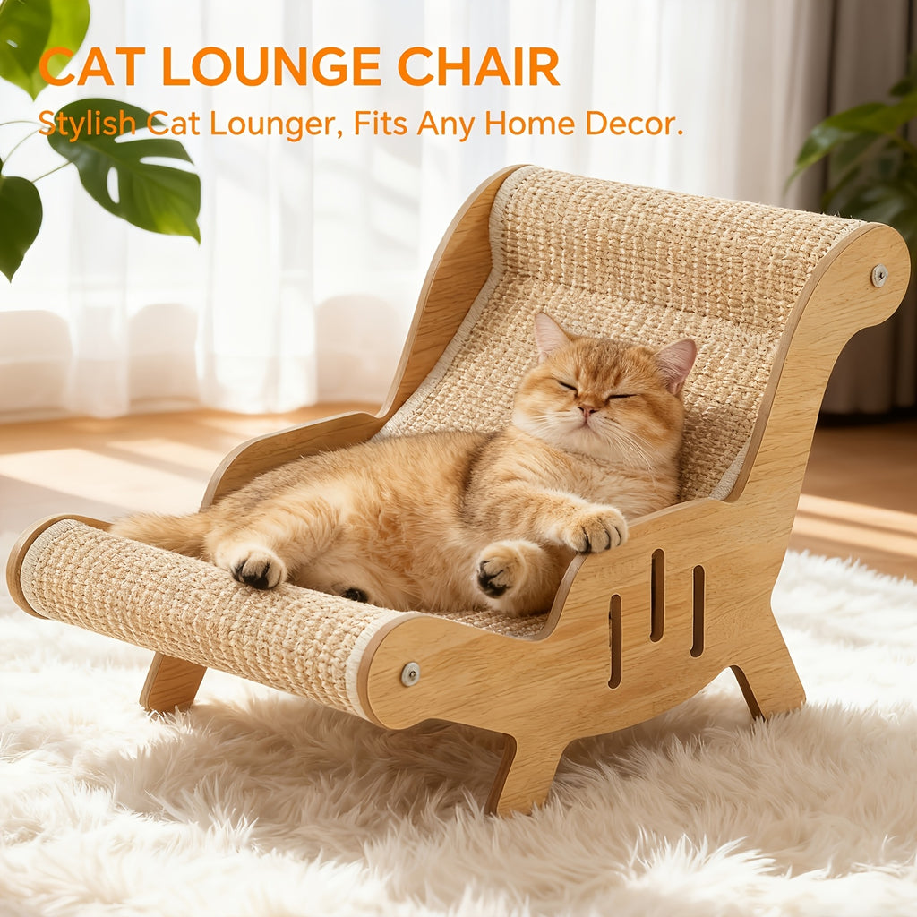 Cat Scratcher Lounge Chair with Natural Sisal, 2-in-1 Sofa Style Cat Bed for Indoor Scratching, Stretching, Napping and Everyday Play
