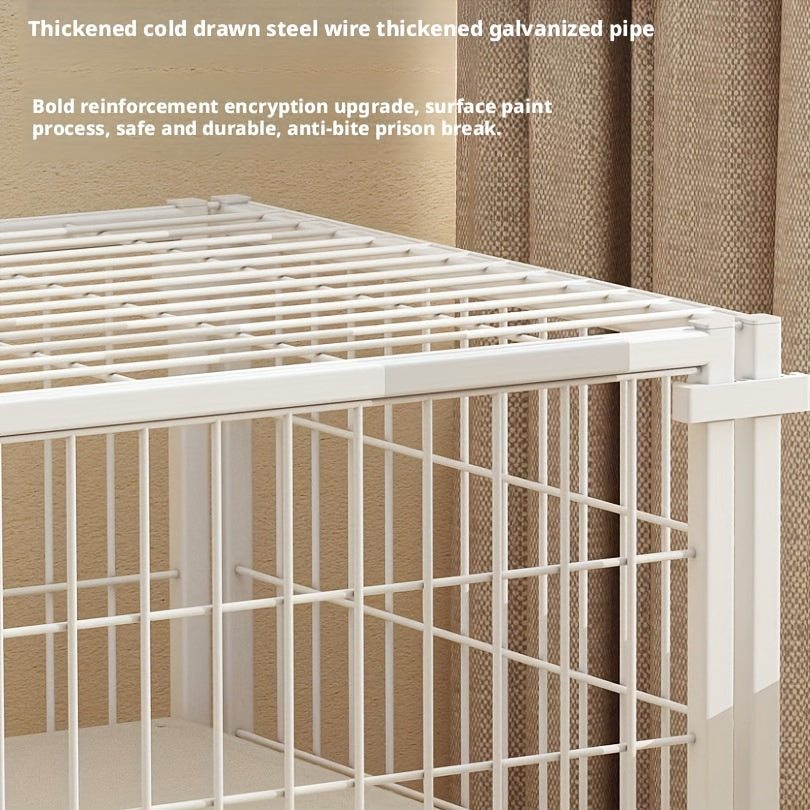 Modular Metal Dog Crate with Top Cover, 47.6-Inch Pet Cage with Configurable Door Placement and Tool-Free Panel Assembly for Home Use