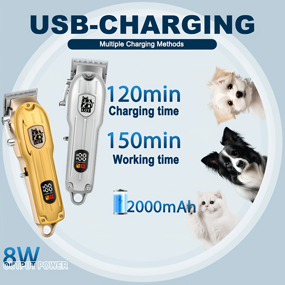 Dog Hair Clippers with Detachable Comb, Rechargeable Cordless Low-Noise Pet Shaver for Dog and Cat Grooming at Home, Five Style Options