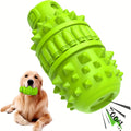 Bottle-Shaped Dog Chew Toy with Squeaker, Textured Rubber Play Toy in Green or Blue for Medium and Large Dogs, Supervised Interactive Games